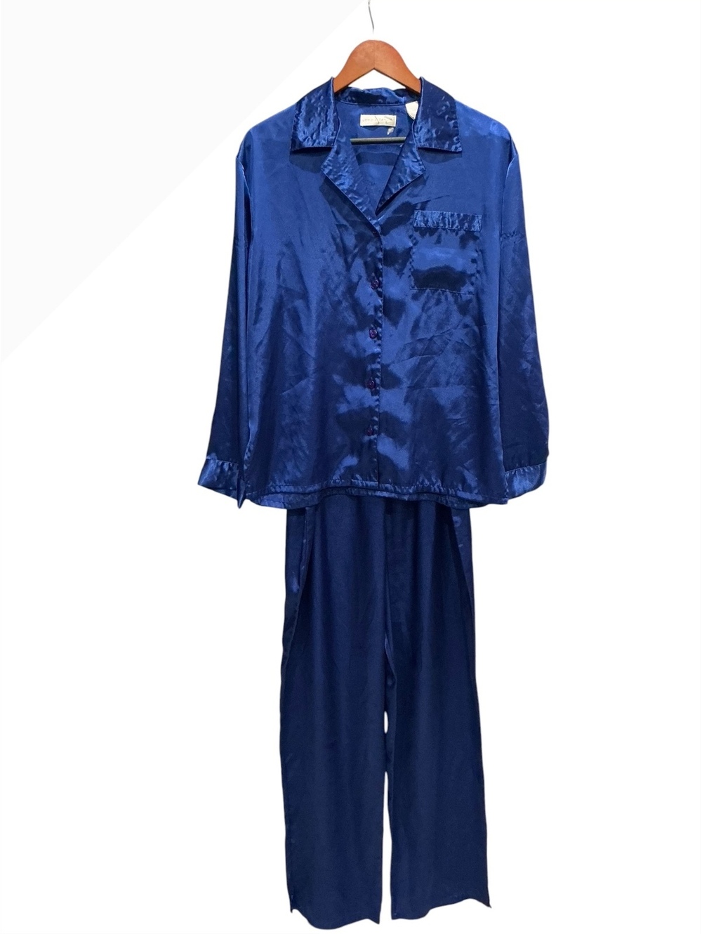 Lord & Taylor Women's Blue Satin Pajama Set Size M